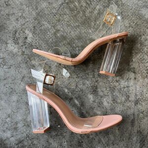 Women’s Nude Heels Cape Robbin Clear Block Heels